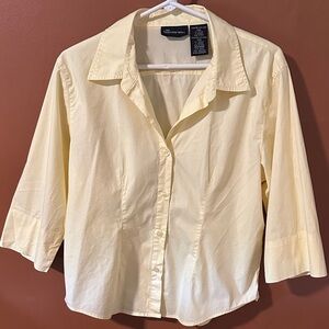 Yellow Button Up Blouse 3/4 Sleeve Junior XL